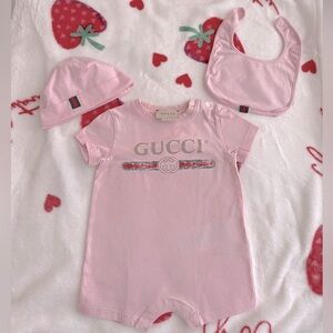 Pink Gucci baby romper